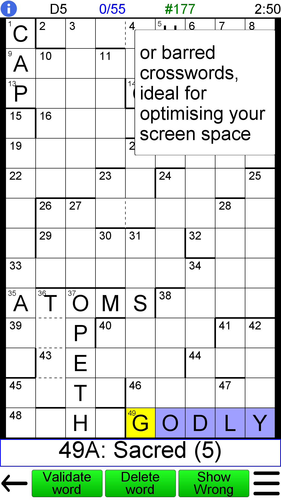 Android application Crossword Unlimited + screenshort