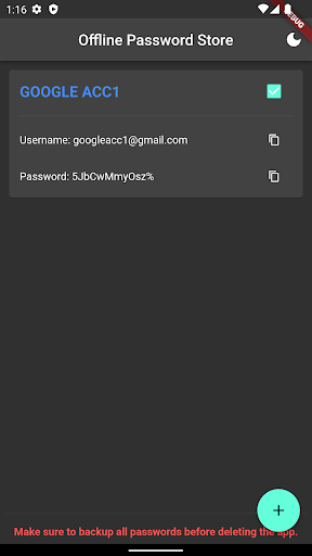 Offline Password Manager Note Screen 2