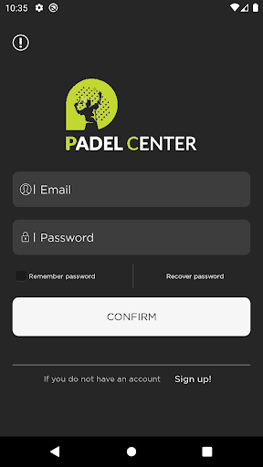 Android application Padel Center screenshort