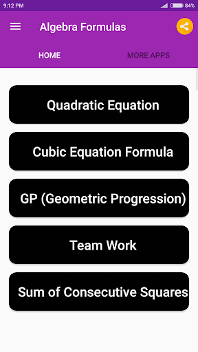 Algebra Formulas Screen 2