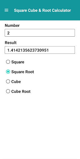 Square Cube & Root Calculator Screen 2