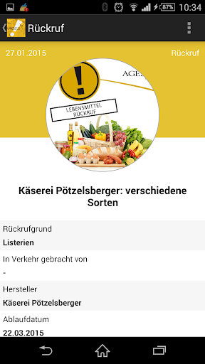 AGES Produktwarnungs-App Screen 2
