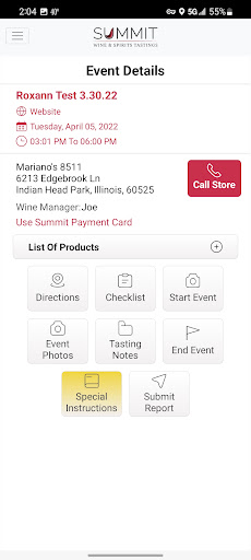 Summit QA Tasting Management Screen 2