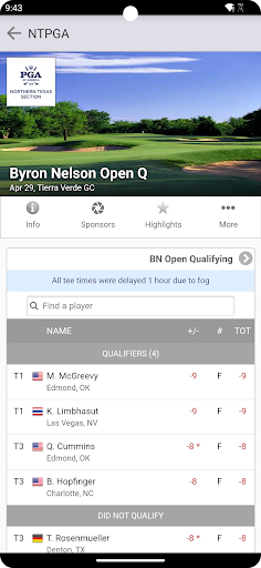 Northern Texas PGA Screen 3