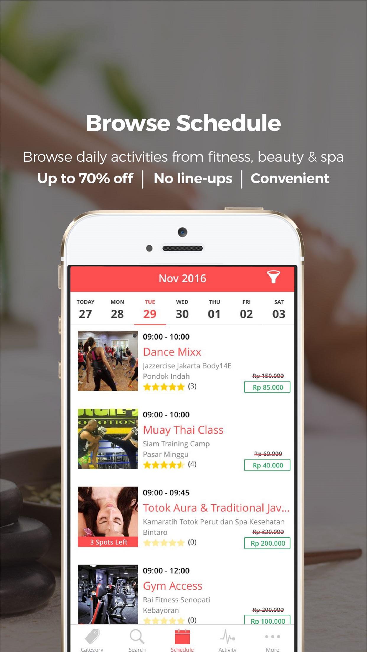 Android application Fitnesia screenshort