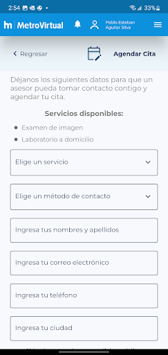 MetroVirtual Pacientes Screen 2