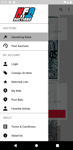 Screenshot of NFA AUCTIONS