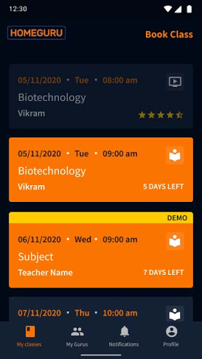 Android application HomeGuru Learner screenshort