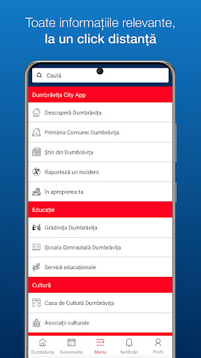 Dumbravita City App Screen 2