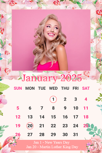 Android application Calendar Photo Frame 2025 screenshort