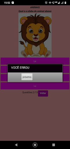 QUIZZ SÍLABAS DOS ANIMAIS Screen 2