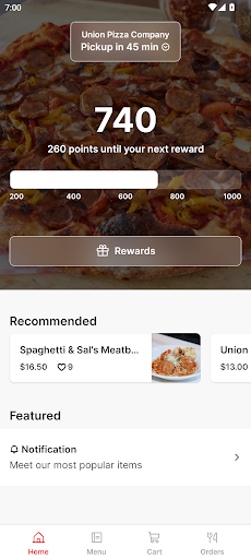 Android application Union Pizza - CA screenshort