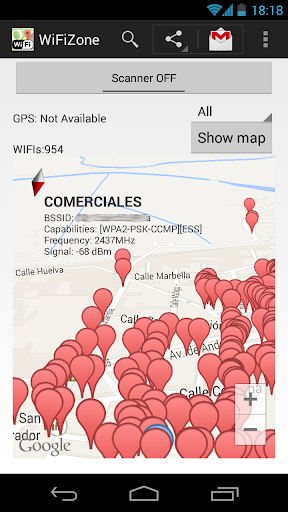 Android application WiFiZone screenshort