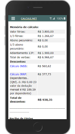 Calculadora de Férias Screen 3