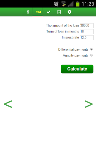 Credit calculator Screen 2