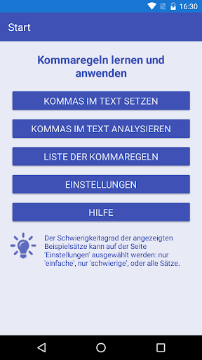 Android application Kommaregeln Deutsch screenshort