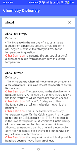 Chemistry Dictionary Screen 3