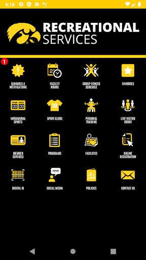 Android application University of Iowa Rec Serv screenshort