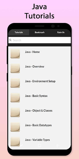 Android application Easy Java Tutorial screenshort