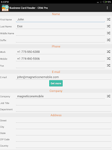 Business Card Reader - CRM Pro Screenshot