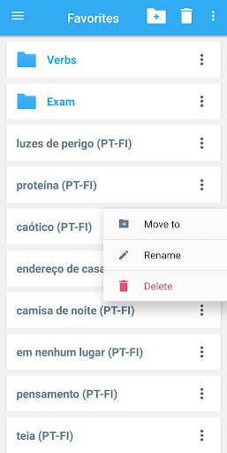 Finnish-Portuguese Dictionary Screen 2