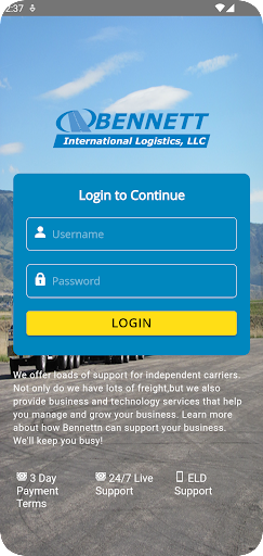 Android application Bennett Carrier App screenshort