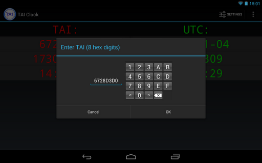 TAI Clock and Converter Screen 3