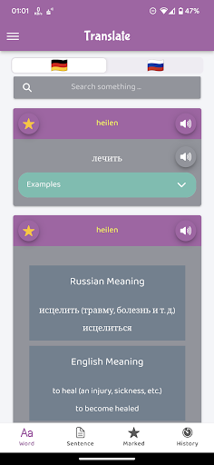 German Russian Dictionary Screen 2