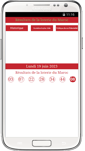 Android application Résultats Loto Maroc screenshort