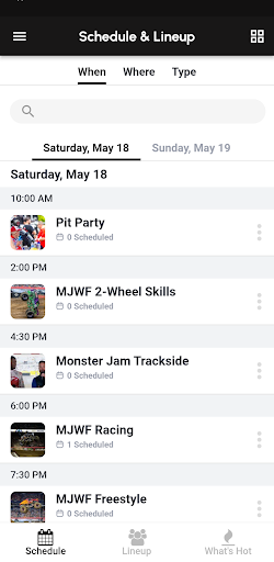 Monster Jam Fan Guide Screen 3