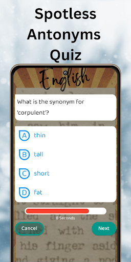 English Spotless Antonyms Quiz Screen 2