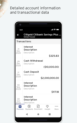 Citi Private Bank In View Screen 3