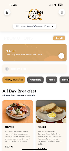 Android application Tower Cafe TAS screenshort