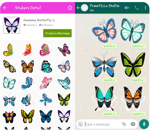 Butterfly Stickers WASticker Screen 3