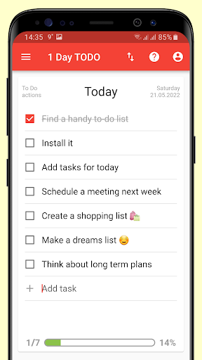 Android application 1 Day TODO – simple to-do list screenshort