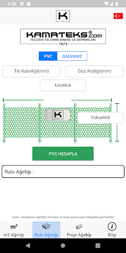 Kamateks - Fence Calculator Screen 2