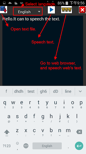 Android application Web text speech screenshort