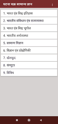 Android application Ghatna Chakra GK Book hindi screenshort
