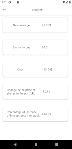 Stockmel - Average stock price Screen 2