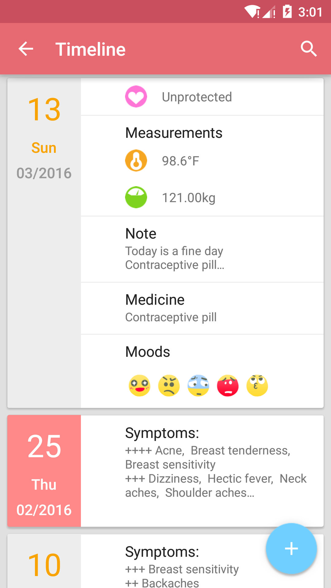 Android application Period Calendar Pro screenshort