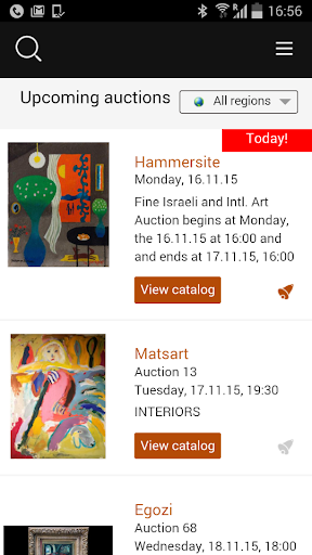 Android application Bidspirit auctions screenshort