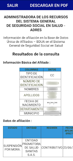 Sisben y EPS Screen 3