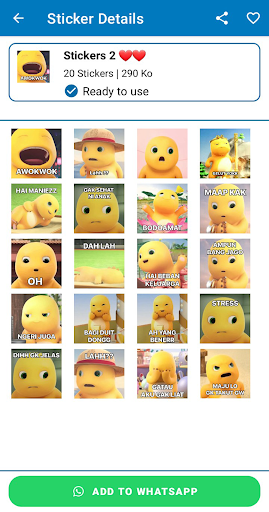 Yellow Dino Stickers WASticker Screen 2