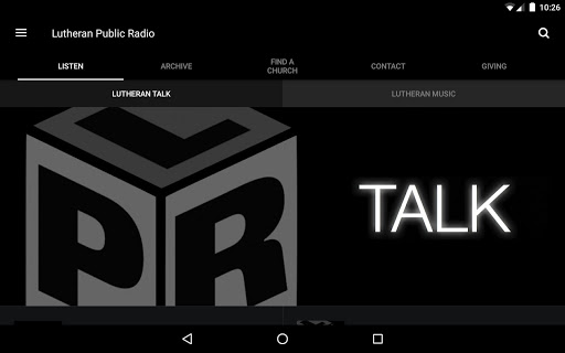 Screenshot of Lutheran Public Radio