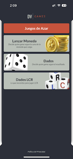 Android application DV Games (Juegos de Mesa) screenshort
