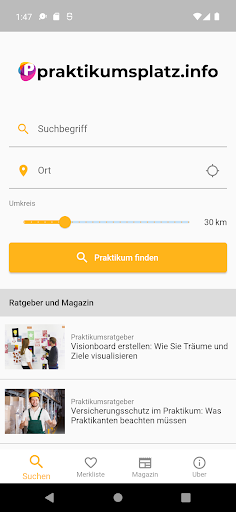 Android application Praktikumsplatz screenshort