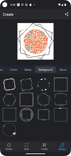 QR Scanner & Design Screen 2