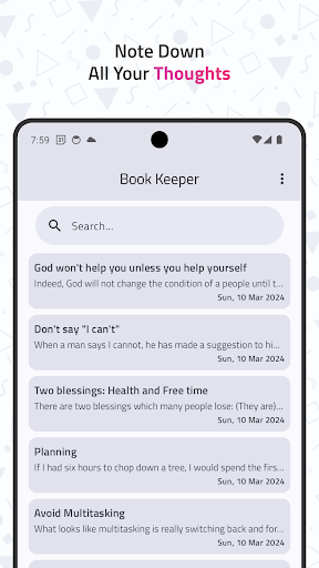 Book Keeper & Notes Screen 3