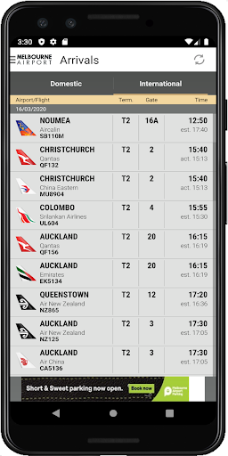 Android application Melbourne Airport screenshort