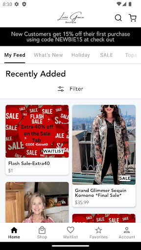 Android application Lovie Grace Boutique screenshort